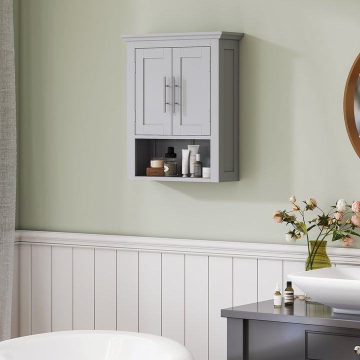 kleankin Bathroom Wall Cabinet, Medicine Cabinet, Toilet Storage Cabinet with Shelf for Living Room and Entryway, White