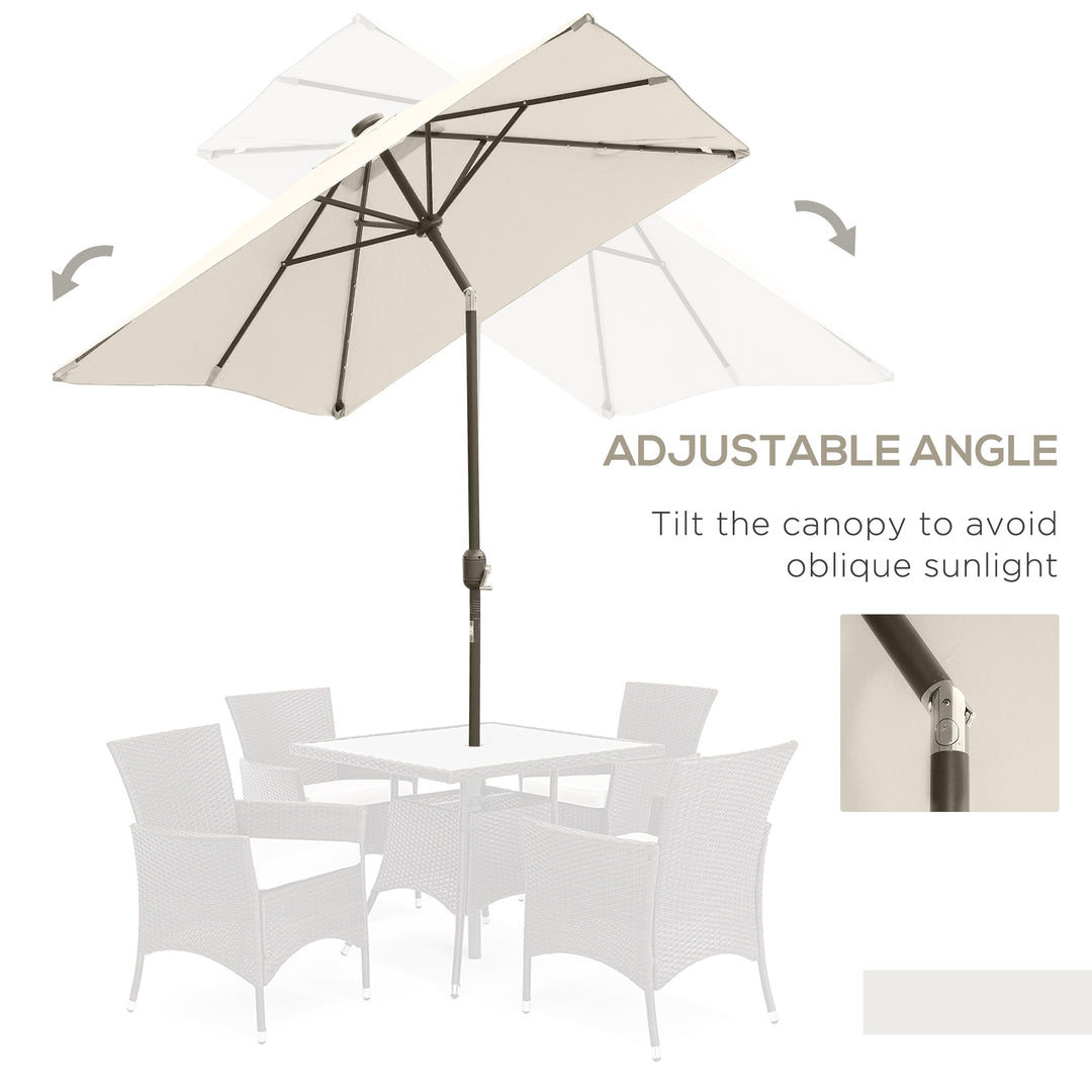 Outsunny 6' x 10' Patio Umbrella with 22 LED Solar Lights and Tilt, Rectangular Outdoor Table Umbrella with Crank, Dark Grey