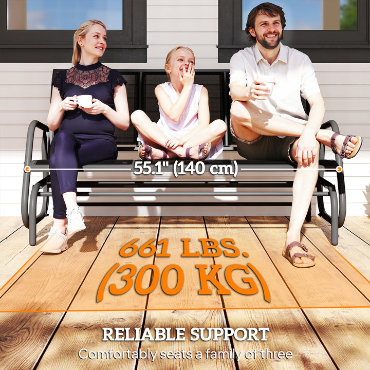 Outsunny 3-Seat Outdoor Glider Chair, Patio Rocking Chair, Steel Frame, Sling Fabric Seat for Garden, Backyard, Lawn, Black