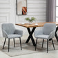 HOMCOM Dining Chairs Set of 2, Linen Upholstery Accent Chair with Back, Armrest, Metal Legs, Dark Grey