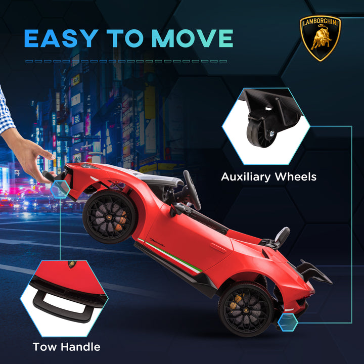 Qaba 12V Lamborghini Huracan Licensed Kids Electric Car with Remote Control, Spring Suspension, Transport Wheels, Yellow