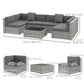 Outsunny 7pcs Garden Wicker Sectional Set w/ Tea Table Patio Rattan Lounge Sofa with Cushion for Outdoor Deck Orange
