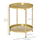 HOMCOM 2-Tier Gold Side Table, Round Nightstand with Removable Trays Folding Metal Frame Adjustable Foot End Table for Living Room Bedroom