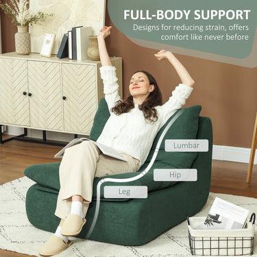 HOMCOM Floor Sofa with Single Piece Ultra High-Density Foam, Armless Floor Chair for Living Room, Bedroom, Home Office, Green