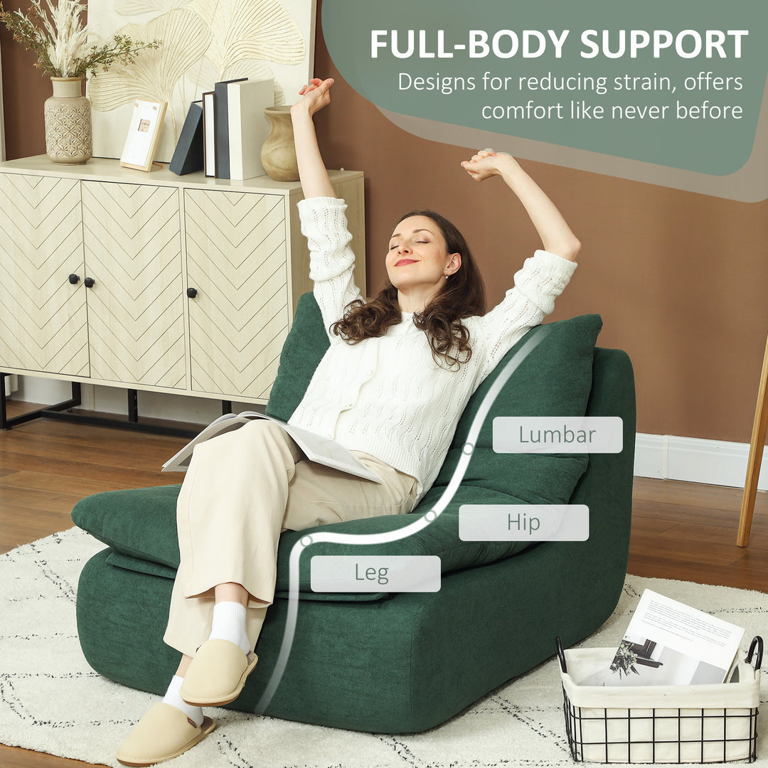 HOMCOM Floor Sofa with Single Piece Ultra High-Density Foam, Armless Floor Chair for Living Room, Bedroom, Home Office, Green