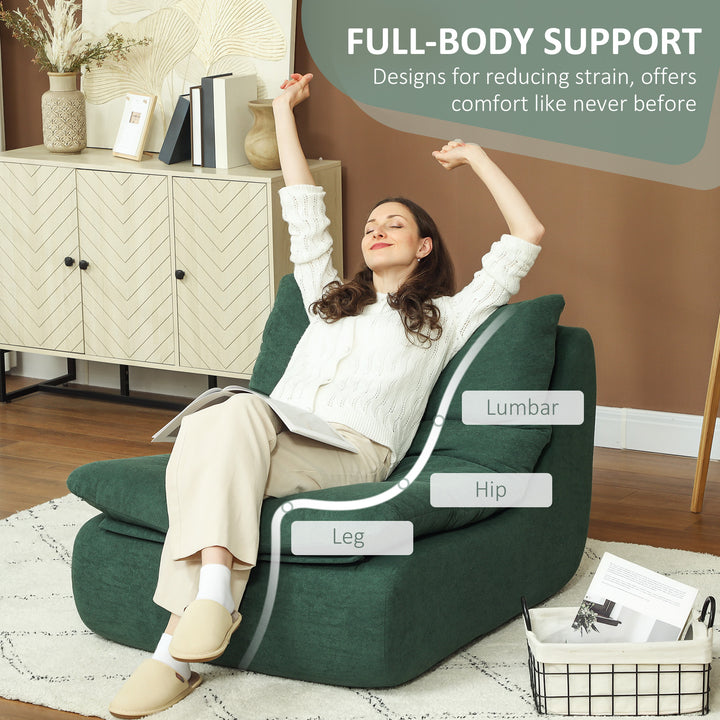 HOMCOM Floor Sofa with Single Piece Ultra High-Density Foam, Armless Floor Chair for Living Room, Bedroom, Home Office, Green