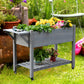 Outsunny Raised Garden Bed with 8 Grids and Storage Shelf, Elevated Planter Box with Legs, for Vegetables Flowers Herbs, Grey