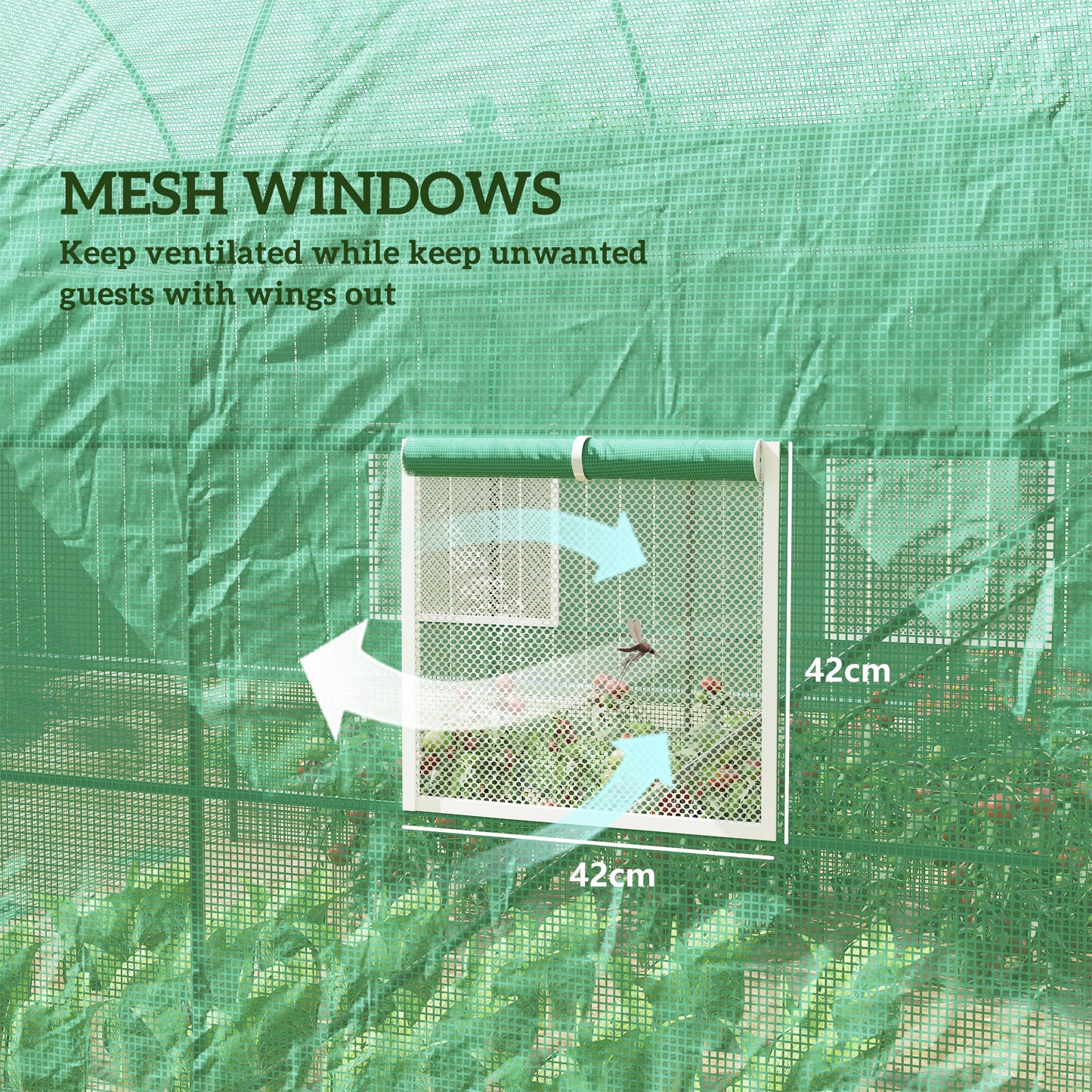 Outsunny 8'x6.6'x6.6' Heavy Duty Walk-in Greenhouse Garden Tunnel Hot House Outdoor Flower Vegetable Growth Warm House Roll Up Door, Windows, Steel