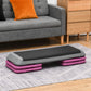 Soozier 43" Adjustable Aerobic Platform Stepper 3 Level with Risers 4â€� 6â€� 8â€� Cardio Fitness Trainer Workout Step Home Gym Exercise, Black Purple