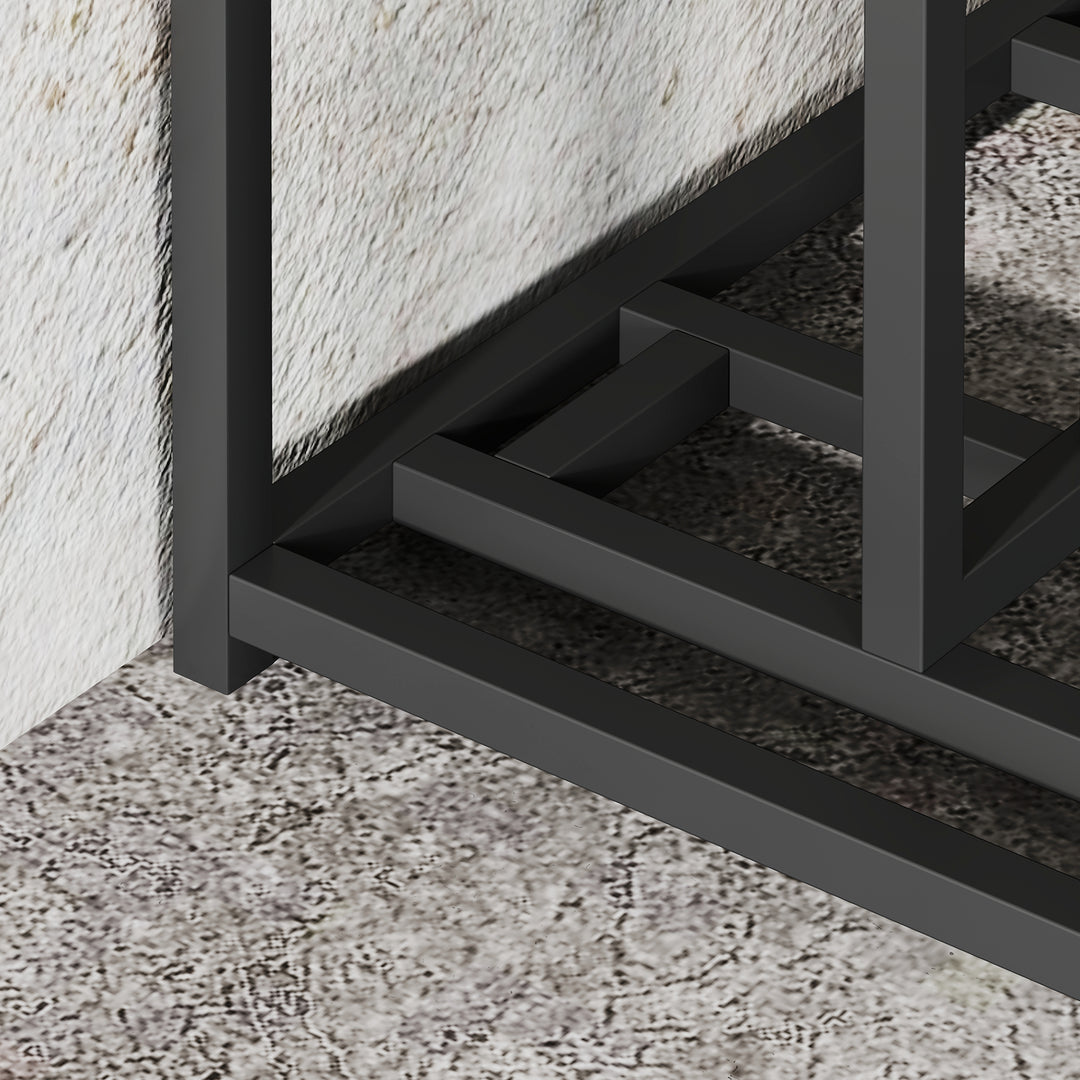 Soozier 3 Bicycle Bike Stand, Metal Floor Bike Storage Rack with Basket, Hooks, Indoor Outdoor Bicycle Stand, Black