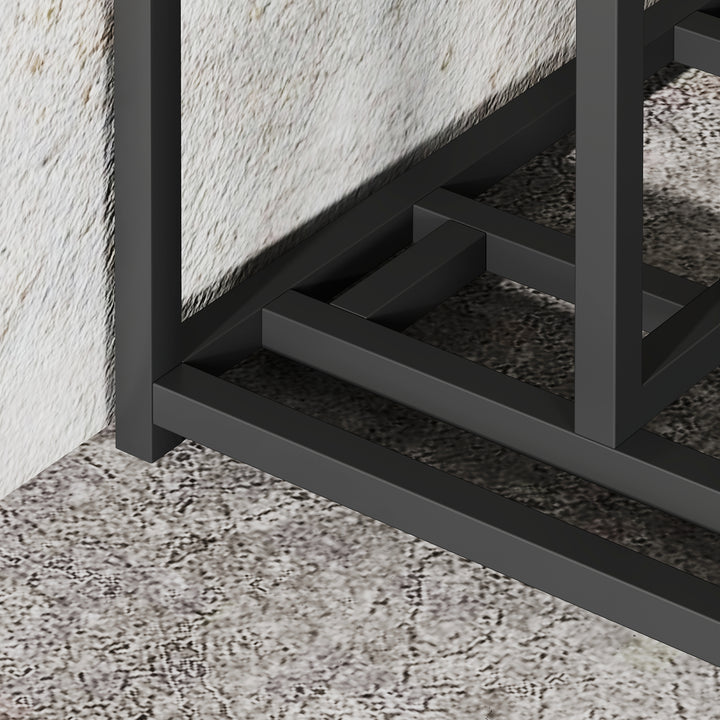 Soozier 3 Bicycle Bike Stand, Metal Floor Bike Storage Rack with Basket, Hooks, Indoor Outdoor Bicycle Stand, Black