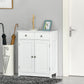 kleankin Freestanding Bathroom Floor Cabinet, Organizer Floor Tower with 2 Door, 2 Drawers, Adjustable Shelf, Grey