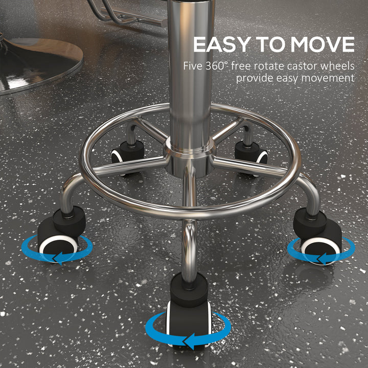 Vinsetto Adjustable Swivel Salon Stool Hydraulic PU Barber Rolling Massage Tattoo Chair Bar Beauty SPA Seat Black