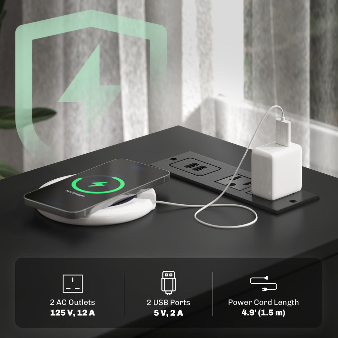 HOMCOM Narrow Side Table with Charging Station, USB Ports, Modern End Table with Storage Shelf, Drawers for Living Room, White