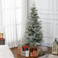 HOMCOM 7.5 Feet Pencil Snow Flocked Artificial Christmas Tree with 880 Realistic Cypress Branches, Auto Open, Green