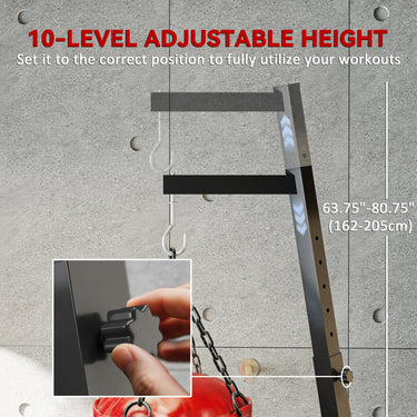 Soozier Foldable Punch Bag Stand, Adjustable Height Heavy Bag Stand with Weighted Base, Freestanding for Home Gym, Stand Only