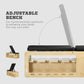 Soozier Wooden Workout Bench with Dumbbell Rack and Resistance Bands, Adjustable Incline Weight Bench for Home Gym