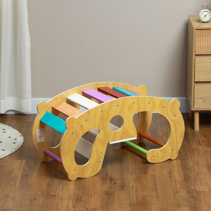Qaba 2 in 1 Wooden Arch Ladder Baby Rocker for Toddlers 18-48 Months