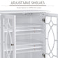 HOMCOM Sideboard Cabinet, Buffet Table with Double Framed Glass Doors, 2 Adjustable Shelves and Elevated Base White