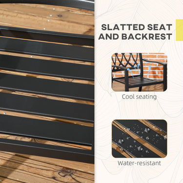 Outsunny 2 PCs Dining Chairs, Outdoor Armchairs, Stackable Design, Black