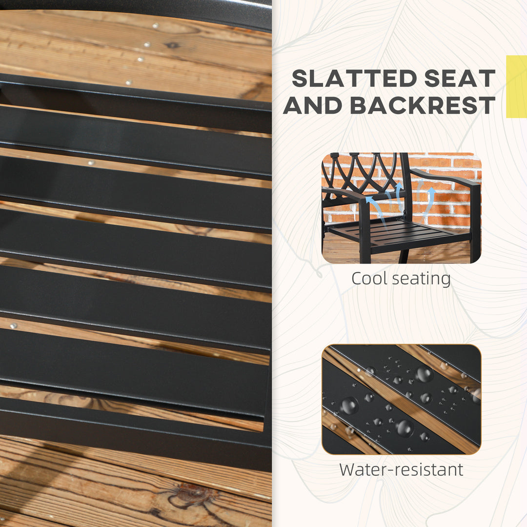 Outsunny 2 PCs Dining Chairs, Outdoor Armchairs, Stackable Design, Black