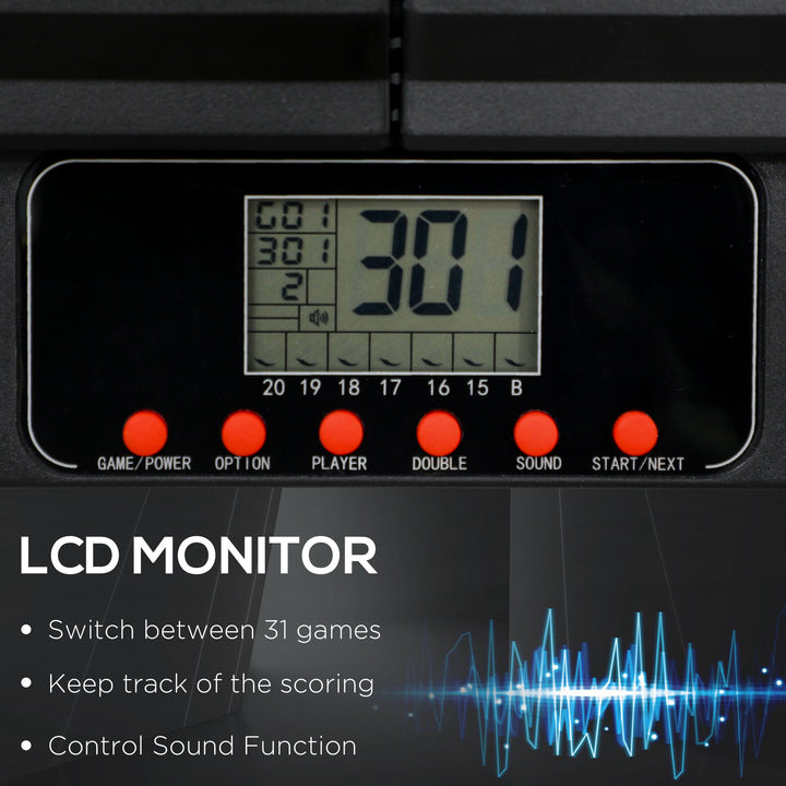 Soozier Electronic Dartboard Set with 31 Games and 285 Programs for 8 Players, Soft Tip Dart Board Set with Cabinet, 6 Darts and 6 Spare Tips, LCD Display