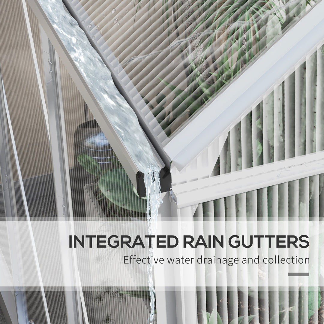 Outsunny 6' x 4' Walk-In Greenhouse, Polycarbonate Greenhouse with Sliding Door, Window, Aluminium Frame, Foundation, Silver