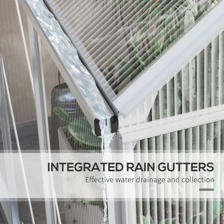 Outsunny 6' x 4' Walk-In Greenhouse, Polycarbonate Greenhouse with Sliding Door, Window, Aluminium Frame, Foundation, Silver