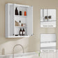 HOMCOM Bathroom Cabinet Wall Mounted, Modern Bathroom Wall Cabinet with 2 Doors and 2 Adjustable Shelves, White