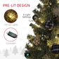 HOMCOM 4FT Pre-Lit Decorated Christmas Tree with Red Berries and Pine Cones Snow Flocked Christmas Tree with LED Lights Green