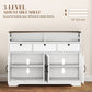 HOMCOM Sideboard, Buffet Cabinet with 4 Barn Doors and 3 Drawers, Coffee Bar Cabinet with Adjustable Shelves, Black