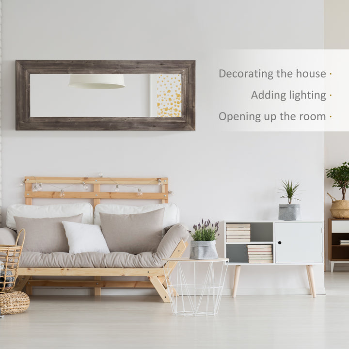 HOMCOM 59" x 23.5" Full Length Mirror, Farmhouse Wall Mount and Leaner Floor Mirror, Vertical and Horizontal for Bedroom, Dark Brown