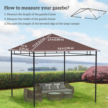 Outsunny 10' x 10' Square Gazebo Canopy Replacement UV Protected Top Cover Sun Shade Coffee