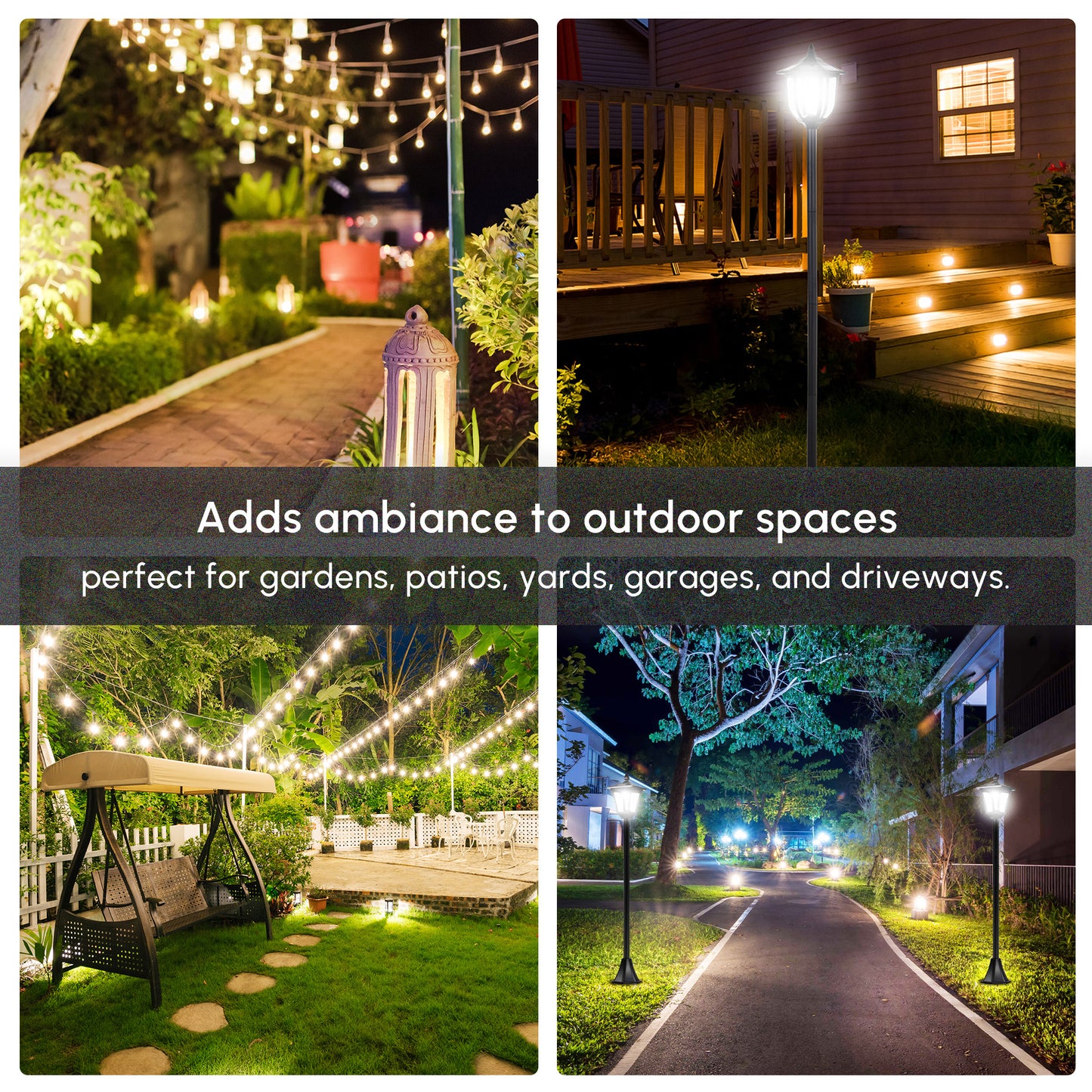 Outsunny 3-head LED Solar Light Lamp Street Light Post with Planter, Solar-powered Lamp Post, Black