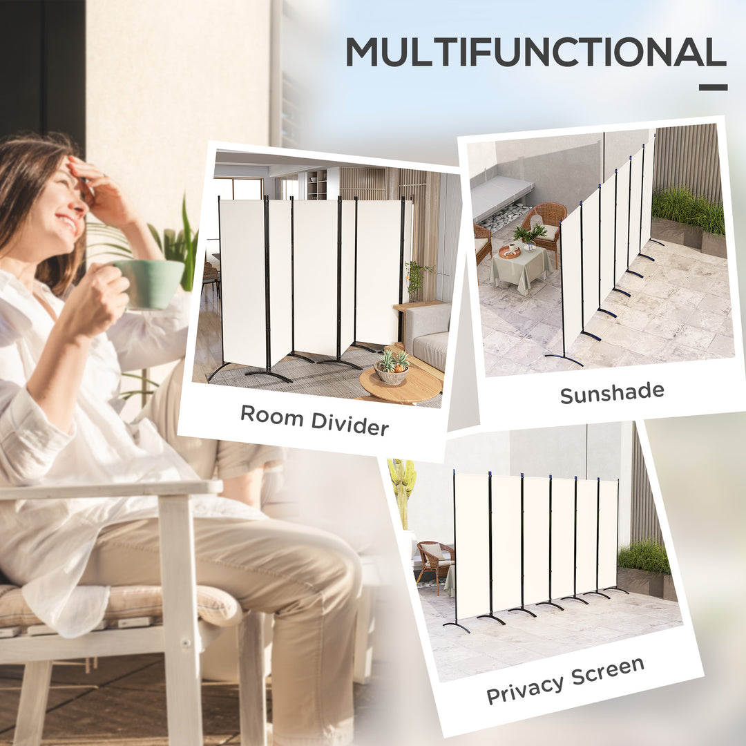 Outsunny 6 Panel Folding Room Divider, UV30+ Privacy Screen, Indoor Outdoor Privacy Panel with Stable Base, Beige