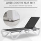 Outsunny Outdoor Chaise Lounge Chair, Patio Aluminum Tanning Chair with 5-Level Adjustable Back, Portable Wheels, Breathable Mesh Fabric, for Pool, Deck,  Garden, Black