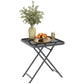 Outsunny 27.5" Square Outdoor Patio Table, Outdoor Folding Table with Grid Rattan-Like Top for Camping, Picnic, Black
