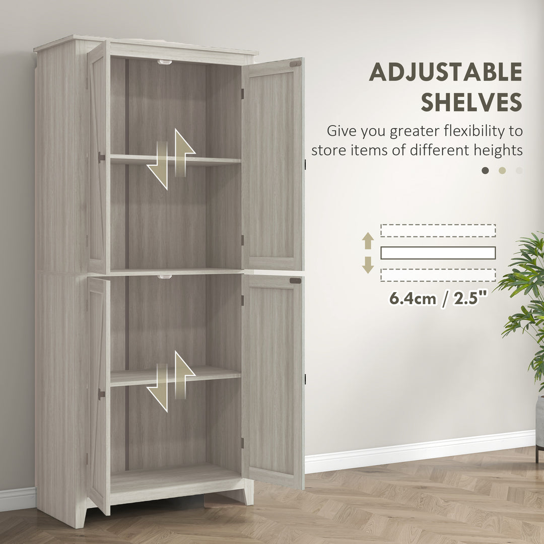 HOMCOM 72" Freestanding Storage Cabinet, Kitchen Pantry Cabinet with Doors and Shelves for Dining Room, Natural