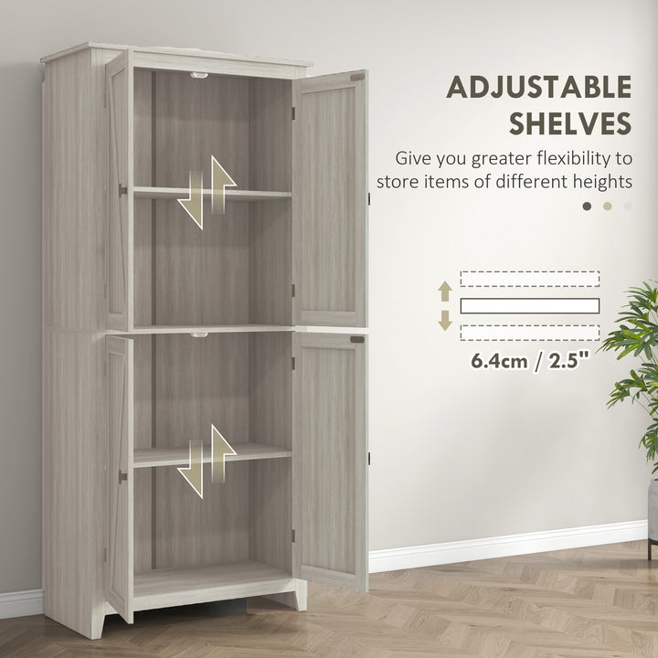 HOMCOM 72" Freestanding Storage Cabinet, Kitchen Pantry Cabinet with Doors and Shelves for Dining Room, Natural