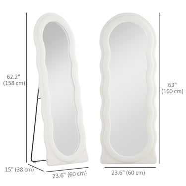 HOMCOM Floor Standing Mirror, Full Length Mirror, Free Standing, Leaning or Wall Mirror with Frame and Arched Top, White