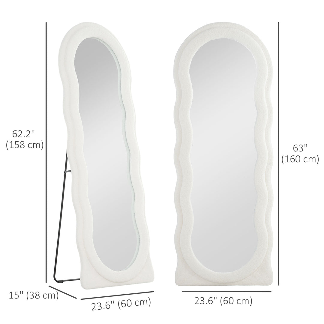 HOMCOM Floor Standing Mirror, Full Length Mirror, Free Standing, Leaning or Wall Mirror with Frame and Arched Top, White