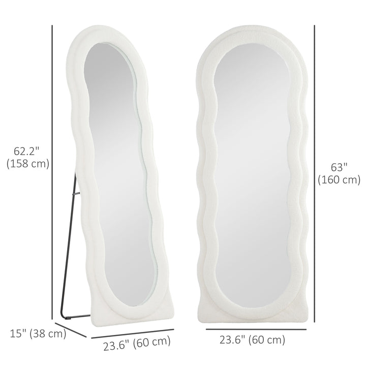 HOMCOM Floor Standing Mirror, Full Length Mirror, Free Standing, Leaning or Wall Mirror with Frame and Arched Top, White