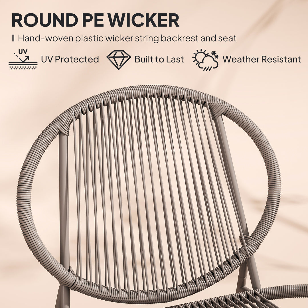 Outsunny Rattan Bistro Set, 3 Pieces Wicker Patio Furniture Set, Acapulco Chairs and Steel Table for Porch, Balcony, Black