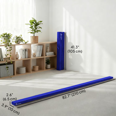 Soozier 7ft Folding Balance Beam, Gymnastics Beam with Wood Core, Blue