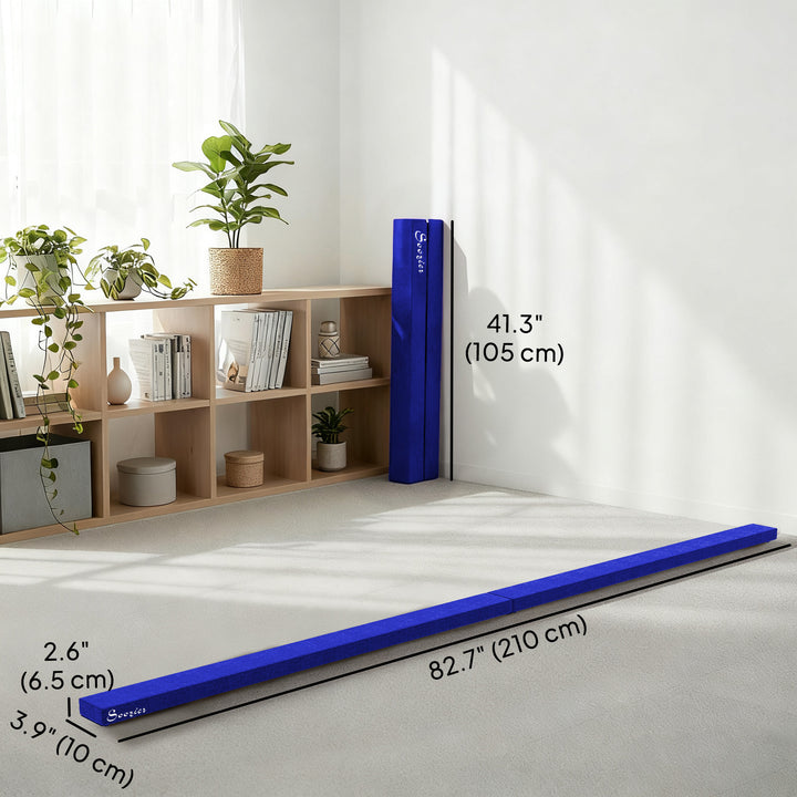 Soozier 7ft Folding Balance Beam, Gymnastics Beam with Wood Core, Blue