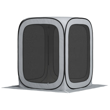 Outsunny 6 x 6ft Pop Up Screen Tent, UPF50+ Portable Camping Gazebo Screen House with Carry Bag, Light Grey