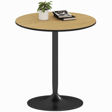 HOMCOM 27.6" Round Kitchen Table for 2, Modern Small Dining Table with Wood Veneer, Steel Base for Dining Room, Natural
