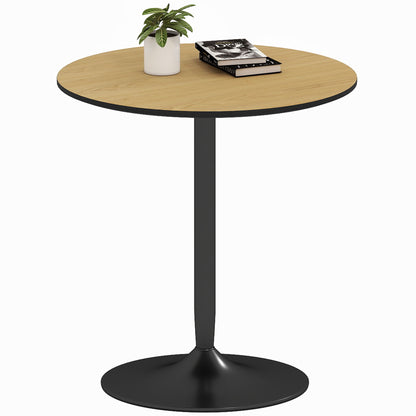HOMCOM 27.6" Round Kitchen Table for 2, Modern Small Dining Table with Wood Veneer, Steel Base for Dining Room, Natural
