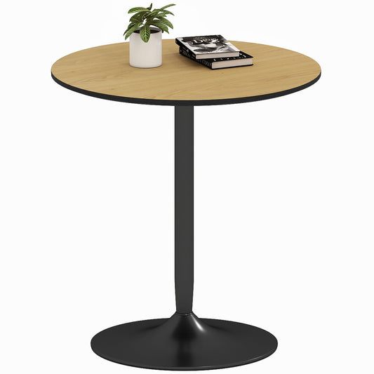 HOMCOM 27.6" Round Kitchen Table for 2, Modern Small Dining Table with Wood Veneer, Steel Base for Dining Room, Natural