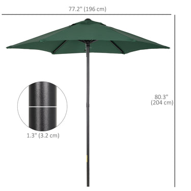 Outsunny 6.6FT Patio Umbrella, Outdoor Parasol with 6 Solid Ribs, Green